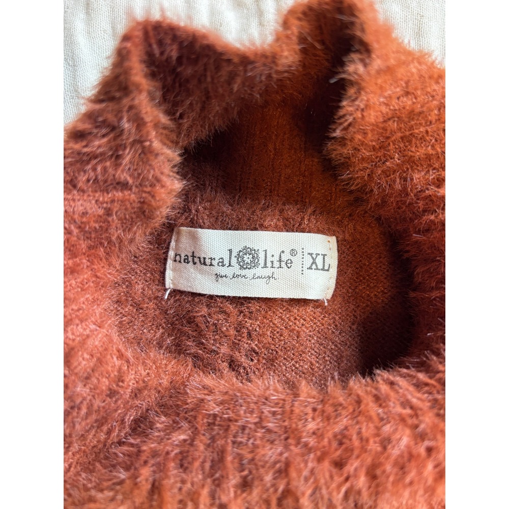Natural Life Super Soft Eyelash Knit Mock Neck Sweater Rust Orange XL - Picture 5 of 9